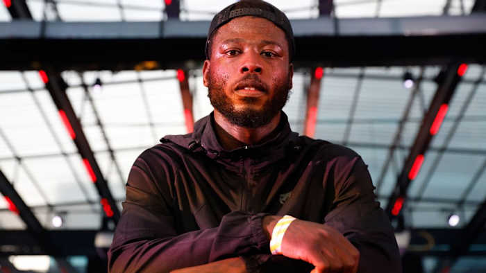Isaac Chamberlain at a charity event in East Croydon on Oct 3, 2023, (Lawrence Lustig/BOXXER) TAKE OVER PRESSCONFERENCE,
BOX PARK CROYDON
LONDON;
PIC;LAWRENCE LUSTIG
ISAAC CHAMBERLAIN PERFORMS A PUBLIC WORKOUT IN PREPARATION FOR BEN SHALOMS BOXXER PROMOTION AT LONDONS O2 ARENA ON SATURDAY 21ST OCTOBER